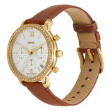 Fossil Neutra White Dial Brown  Leather Strap Watch for Women- ES5278