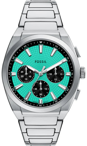 Fossil Everett Blue Dial Silver Steel Strap Watch for Men - FS6117