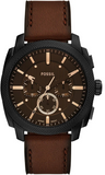 Fossil Machine Brown Dial Brown Leather Strap Watch for Men - FS6101