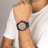 Fossil Machine Brown Dial Brown Leather Strap Watch for Men - FS6101