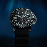 Fossil GMT Black Dial Black Silicon Strap Watch for Men - FS6036