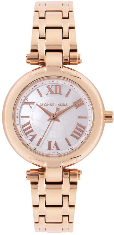 Michael Kors Laney Silver Dial Rose Gold Steel Strap Watch for Women - MK4893