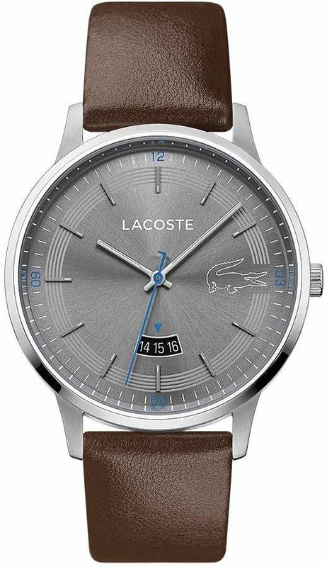 Lacoste Madrid  Grey Dial Brown Leather Strap Watch for Men - 2011033