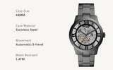 Fossil Townsman Clear Dial Gray Steel Strap Watch for Men- ME3268