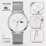 Lacoste Moon White Dial Silver Steel Strap Watch for Men - 2011025