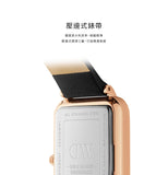 Daniel Wellington Quadro White Dial Black Leather Strap Watch For Women - DW00100450