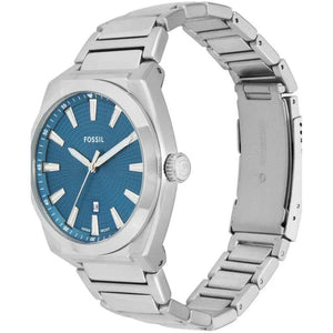 Fossil Everett Blue Dial Silver Steel Strap Watch for Men - FS6054