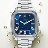 Fossil Crosby Blue Dial Silver Steel Strap Watch for Men - FS6121