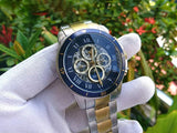 Fossil Grant Sport Automatic Skeleton Blue Dial Two Tone Steel Strap Watch for Men - ME3141