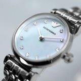 Emporio Armani Gianni Blue Dial Silver Steel Strap Watch For Women - AR1961