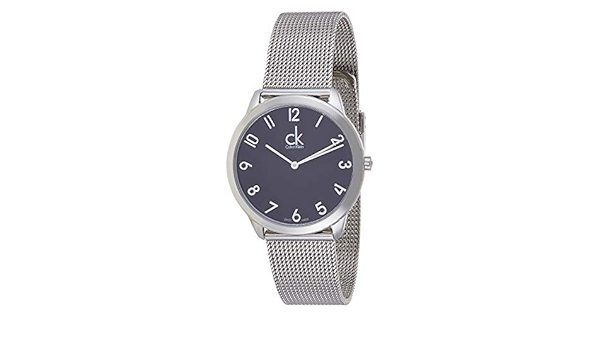 Calvin Klein Minimal Black Dial Silver Mesh Bracelet Watch for Men - K3M51151