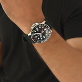 Fossil GMT Black Dial Black Silicon Strap Watch for Men - FS6036