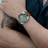 Fossil Everett Green Dial Brown Leather Strap Watch for Men - ME3261