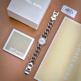 Michael Kors Petite Silver Dial Silver Chain-Link Strap Watch for Women - MKO1068