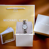Michael Kors Petite Silver Dial Silver Chain-Link Strap Watch for Women - MKO1068