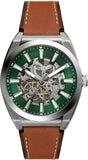 Fossil Everett Green Dial Brown Leather Strap Watch for Men - ME3261