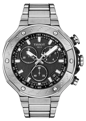 Tissot T-Race Black Dial Gray Steel Strap Watch for Men - T141.417.11.051.01