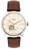 Fossil Townsman Beige Dial Brown Leather Strap Watch for Men - ME3266