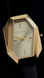 Michael Kors Suri Gold Dial Black Leather Strap Watch for Women - MK4880
