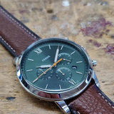Fossil Neutra Green Dial Brown Leather Strap Watch for Men - FS5902