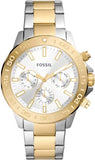 Fossil Bannon White Dial Two Tone Steel Strap Watch for Men - BQ2707