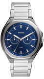 Fossil Evanston Blue Dial Silver Steel Strap Watch for Men - BQ2610