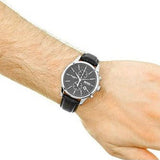 Hugo Boss Jet Black Dial Black Leather Strap Watch for Men - 1513279