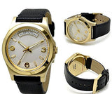 Marc Jacobs Baby Dave Gold Dial Black Leather Strap Watch for Women - MBM1264