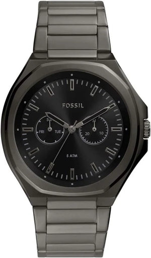 Fossil Evanston Black Dial Gray Steel Strap Watch for Men - BQ2609