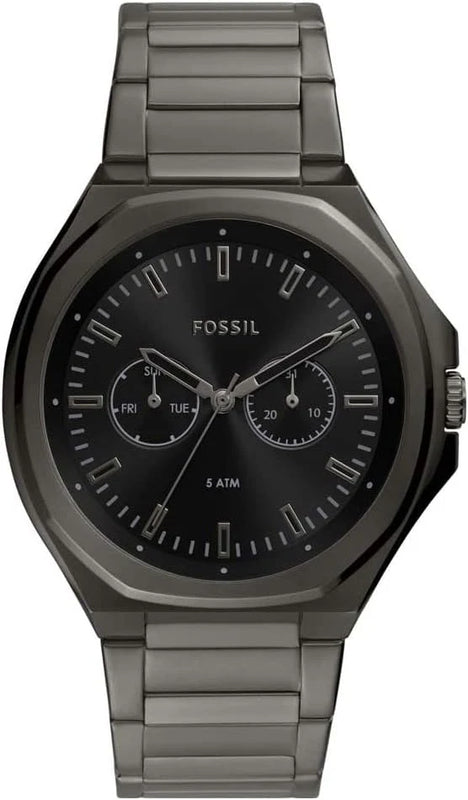 Fossil Evanston Black Dial Gray Steel Strap Watch for Men - BQ2609