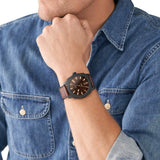 Fossil Machine Brown Dial Brown Leather Strap Watch for Men - FS5972