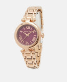 Michael Kors Laney Purple Dial Rose Gold Steel Strap Watch for Women - MKO1084