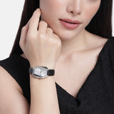 Michael Kors Suri Silver Dial Black Leather Strap Watch for Women - MK4881