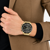 Lacoste Neoheritage Black  Dial Gold Steel Strap Watch for Men - 2011254