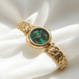 Michael Kors Laney Green Dial Gold Steel Strap Watch for Women - MK4892