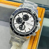 Fossil Autocross Silver Dial Silver Steel Strap Watch for Men - BQ2873