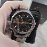 Armani Exchange Hampton Chronograph Black Dial Black Steel Strap Watch For Men - AX2121