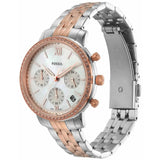Fossil Neutra White Dial Two Tone Steel Strap Watch for Women - ES5279