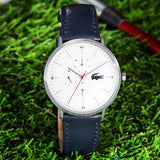 Lacoste Moon White Dial Blue Leather Strap Watch for Men - 2010975