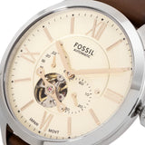 Fossil Townsman Beige Dial Brown Leather Strap Watch for Men - ME3266