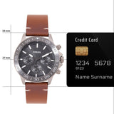 Fossil Bannon Black Dial Brown Leather Strap Watch for Men - BQ2709