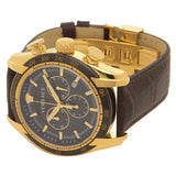 Versace V-Ray Chronograph Black Dial Brown Leather Strap Watch For Men - VEDB00318