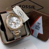 Fossil Bannon White Dial Two Tone Steel Strap Watch for Men - BQ2707