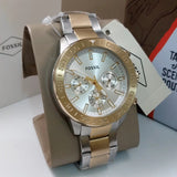 Fossil Bannon White Dial Two Tone Steel Strap Watch for Men - BQ2707