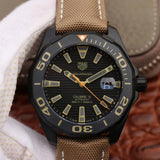 Tag Heuer Aquaracer 300 Calibre 5 Automatic Black Dial Brown Nylon Strap Watch for Men - WAY208C.FC6383