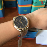 Fossil Evanston Black Dial Gold Steel Strap Watch for Men - BQ2611