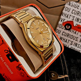 Fossil Everett Gold Dial Gold Steel Strap Watch for Men- FS5965