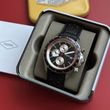 Fossil Autocross Two Black Dial Black Leather Strap Watch for Men - BQ2888