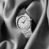 D1 Milano Ultra Thin Linen White Dial Silver Steel Strap Watch for Unisex - D1-UTBJ23