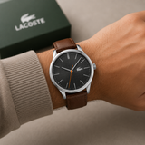 Lacoste Vienna Black Dial Brown Leather Strap Watch for Men - 2011045